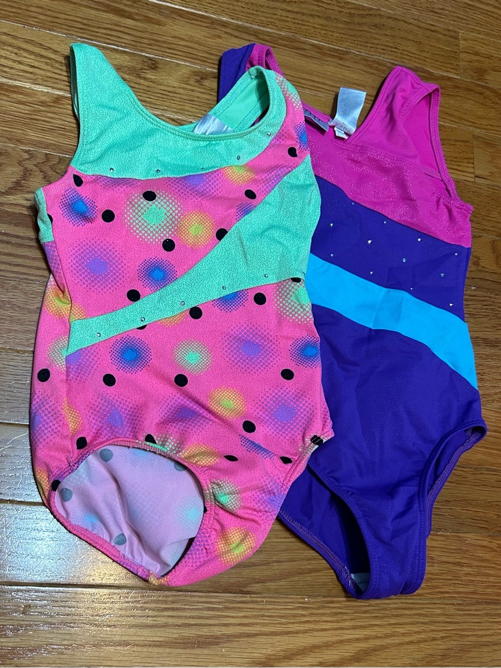 Girls' Two-Pack Bright Pink & Purple One-Piece Leotards